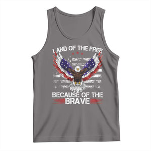 Land of the Free Because of the Brave Tank Top American Flag Patriotic Eagle 4th of July TS10 Deep Heather Print Your Wear