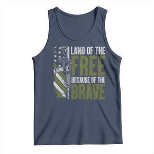 Land of the Free Because of the Brave Tank Top Gun American Flag TS10 Navy Print Your Wear