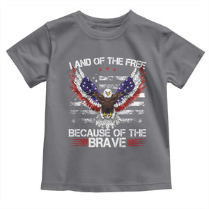 Land of the Free Because of the Brave Toddler T Shirt American Flag Patriotic Eagle 4th of July TS10 Charcoal Print Your Wear