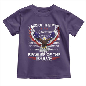 Land of the Free Because of the Brave Toddler T Shirt American Flag Patriotic Eagle 4th of July TS10 Purple Print Your Wear