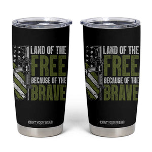 Land of the Free Because of the Brave Tumbler Cup Gun American Flag TS10 Black Print Your Wear