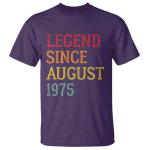 Legend Since August 1975 T Shirt Vintage Retro 50th Birthday Gifts TS10 Purple Print Your Wear