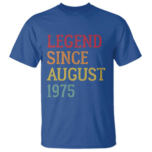 Legend Since August 1975 T Shirt Vintage Retro 50th Birthday Gifts TS10 Royal Blue Print Your Wear