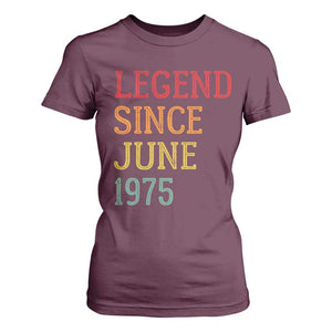 Legend Since June 1975 T Shirt For Women Vintage Retro 50th Birthday Gifts TS10 Maroon Print Your Wear