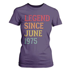 Legend Since June 1975 T Shirt For Women Vintage Retro 50th Birthday Gifts TS10 Purple Print Your Wear