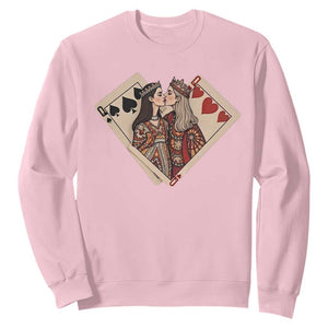 Lesbian Pride Sweatshirt Vintage Kissing Cards Sapphic Art TS10 Light Pink Print Your Wear