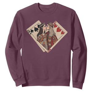Lesbian Pride Sweatshirt Vintage Kissing Cards Sapphic Art TS10 Maroon Print Your Wear