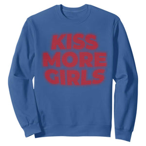 Lesbian Sweatshirt Kiss More Girls Funny Pride Month TS10 Royal Blue Print Your Wear