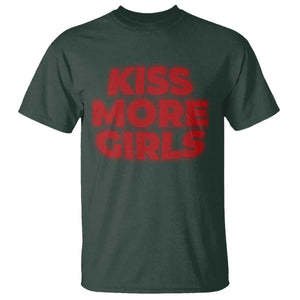 Lesbian T Shirt Kiss More Girls Funny Pride Month TS10 Dark Forest Green Print Your Wear