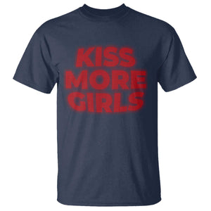 Lesbian T Shirt Kiss More Girls Funny Pride Month TS10 Navy Print Your Wear