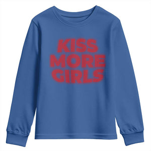 Lesbian Youth Sweatshirt Kiss More Girls Funny Pride Month TS10 Royal Blue Print Your Wear