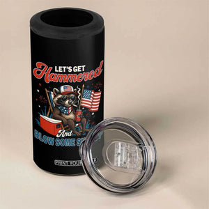 Lets Get Hammered and Blow Some Shit Up 4 in 1 Can Cooler Tumbler Raccoon 4th Of July America TS10 Print Your Wear