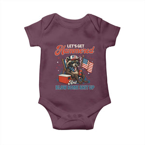 Lets Get Hammered and Blow Some Shit Up Baby Onesie Raccoon 4th Of July America TS10 Maroon Print Your Wear