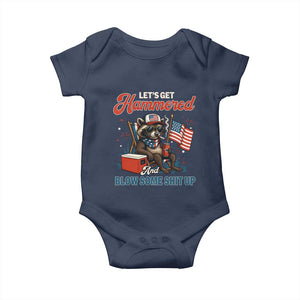 Lets Get Hammered and Blow Some Shit Up Baby Onesie Raccoon 4th Of July America TS10 Navy Print Your Wear
