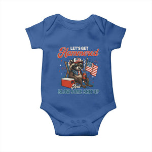Lets Get Hammered and Blow Some Shit Up Baby Onesie Raccoon 4th Of July America TS10 Royal Blue Print Your Wear