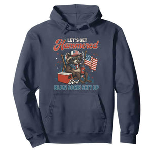 Lets Get Hammered and Blow Some Shit Up Hoodie Raccoon 4th Of July America TS10 Navy Print Your Wear