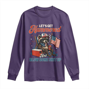 Lets Get Hammered and Blow Some Shit Up Long Sleeve Shirt Raccoon 4th Of July America TS10 Purple Print Your Wear