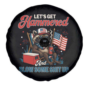 Lets Get Hammered and Blow Some Shit Up Spare Tire Cover Raccoon 4th Of July America TS10 Print Your Wear