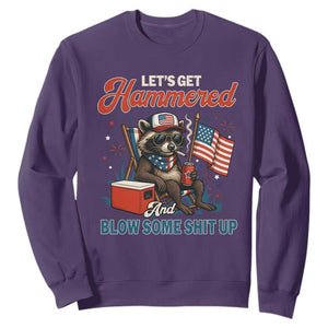 Lets Get Hammered and Blow Some Shit Up Sweatshirt Raccoon 4th Of July America TS10 Purple Print Your Wear