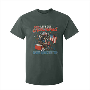 Lets Get Hammered and Blow Some Shit Up T Shirt For Kid Raccoon 4th Of July America TS10 Dark Forest Green Print Your Wear