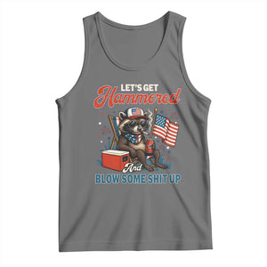 Lets Get Hammered and Blow Some Shit Up Tank Top Raccoon 4th Of July America TS10 Black Heather Print Your Wear