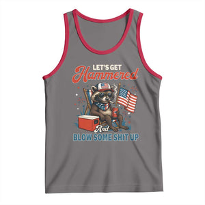 Lets Get Hammered and Blow Some Shit Up Tank Top Raccoon 4th Of July America TS10 Deep Heather Red Print Your Wear