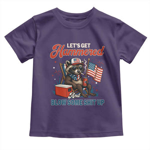 Lets Get Hammered and Blow Some Shit Up Toddler T Shirt Raccoon 4th Of July America TS10 Purple Print Your Wear