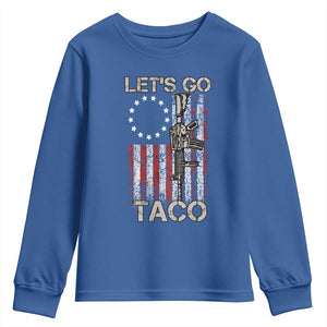 Lets Go Taco Betsy Ross Flag Youth Sweatshirt Vintage Patriotic Rifle Gun Rights TS02 Royal Blue Print Your Wear