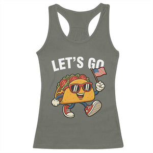 Lets Go Taco Patriotic Racerback Tank Top Funny 4th of July Food Humor TS02 Military Green Print Your Wear