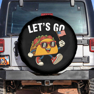 Lets Go Taco Patriotic Spare Tire Cover Funny 4th of July Food Humor TS02 No hole Black Print Your Wear