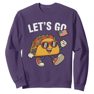 Lets Go Taco Patriotic Sweatshirt Funny 4th of July Food Humor TS02 Purple Print Your Wear
