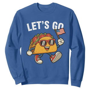 Lets Go Taco Patriotic Sweatshirt Funny 4th of July Food Humor TS02 Royal Blue Print Your Wear