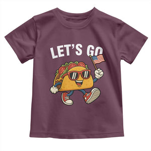 Lets Go Taco Patriotic Toddler T Shirt Funny 4th of July Food Humor TS02 Maroon Print Your Wear