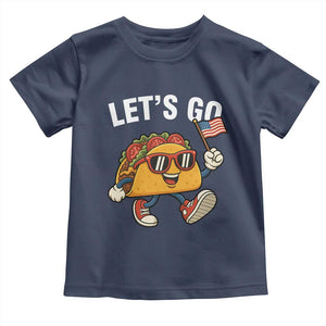 Lets Go Taco Patriotic Toddler T Shirt Funny 4th of July Food Humor TS02 Navy Print Your Wear