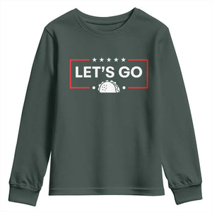 Let's Go Taco Youth Sweatshirt Tacos for President Political Satire TS02 Dark Forest Green Print Your Wear