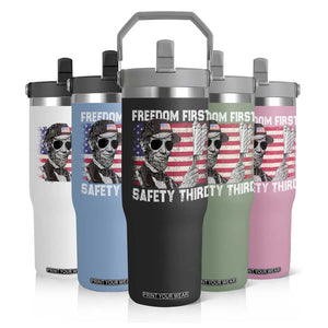 Lincoln 4th Of July Flip Straw Tumbler Abe Freedom First Safety Third American Flag TS10 Print Your Wear