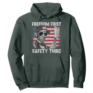 Lincoln 4th Of July Hoodie Abe Freedom First Safety Third American Flag TS10 Dark Forest Green Print Your Wear