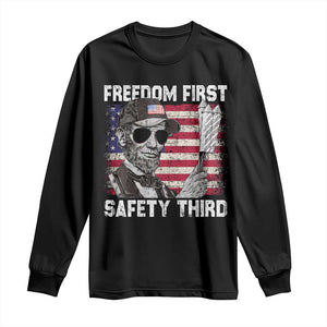 Lincoln 4th Of July Long Sleeve Shirt Abe Freedom First Safety Third American Flag TS10 Black Print Your Wear