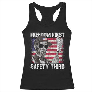 Lincoln 4th Of July Racerback Tank Top Abe Freedom First Safety Third American Flag TS10 Black Print Your Wear