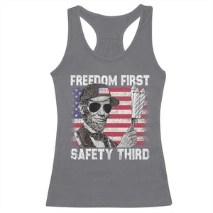 Lincoln 4th Of July Racerback Tank Top Abe Freedom First Safety Third American Flag TS10 Charcoal Print Your Wear