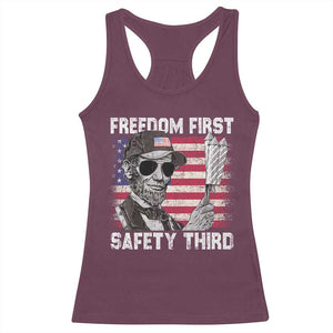 Lincoln 4th Of July Racerback Tank Top Abe Freedom First Safety Third American Flag TS10 Maroon Print Your Wear