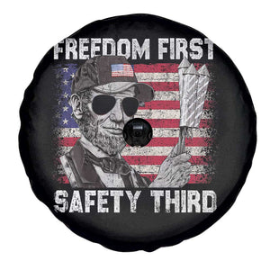 Lincoln 4th Of July Spare Tire Cover Abe Freedom First Safety Third American Flag TS10 Print Your Wear