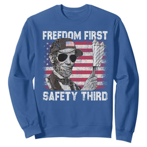 Lincoln 4th Of July Sweatshirt Abe Freedom First Safety Third American Flag TS10 Royal Blue Print Your Wear