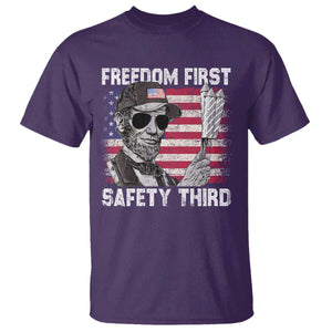 Lincoln 4th Of July T Shirt Abe Freedom First Safety Third American Flag TS10 Purple Print Your Wear