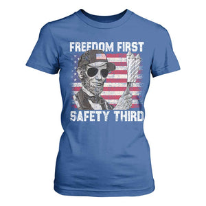 Lincoln 4th Of July T Shirt For Women Abe Freedom First Safety Third American Flag TS10 Royal Blue Print Your Wear
