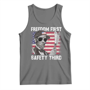 Lincoln 4th Of July Tank Top Abe Freedom First Safety Third American Flag TS10 Black Heather Print Your Wear