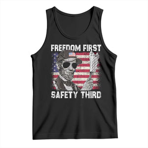 Lincoln 4th Of July Tank Top Abe Freedom First Safety Third American Flag TS10 Black Print Your Wear