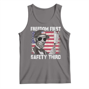 Lincoln 4th Of July Tank Top Abe Freedom First Safety Third American Flag TS10 Deep Heather Print Your Wear