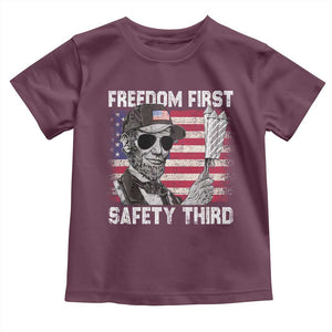Lincoln 4th Of July Toddler T Shirt Abe Freedom First Safety Third American Flag TS10 Maroon Print Your Wear