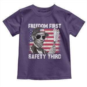Lincoln 4th Of July Toddler T Shirt Abe Freedom First Safety Third American Flag TS10 Purple Print Your Wear